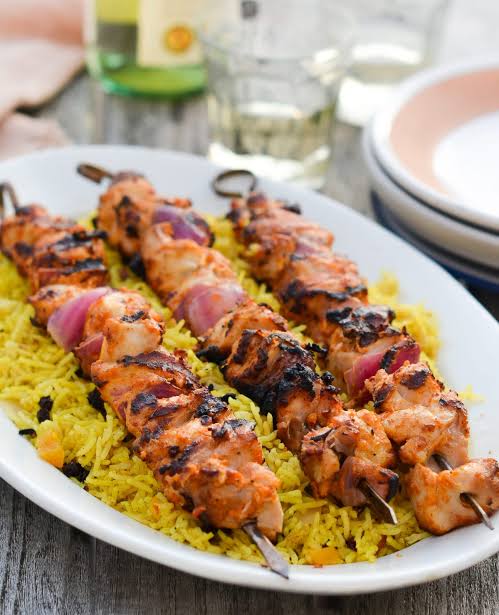 Chicken Kebab with Yellow Rice