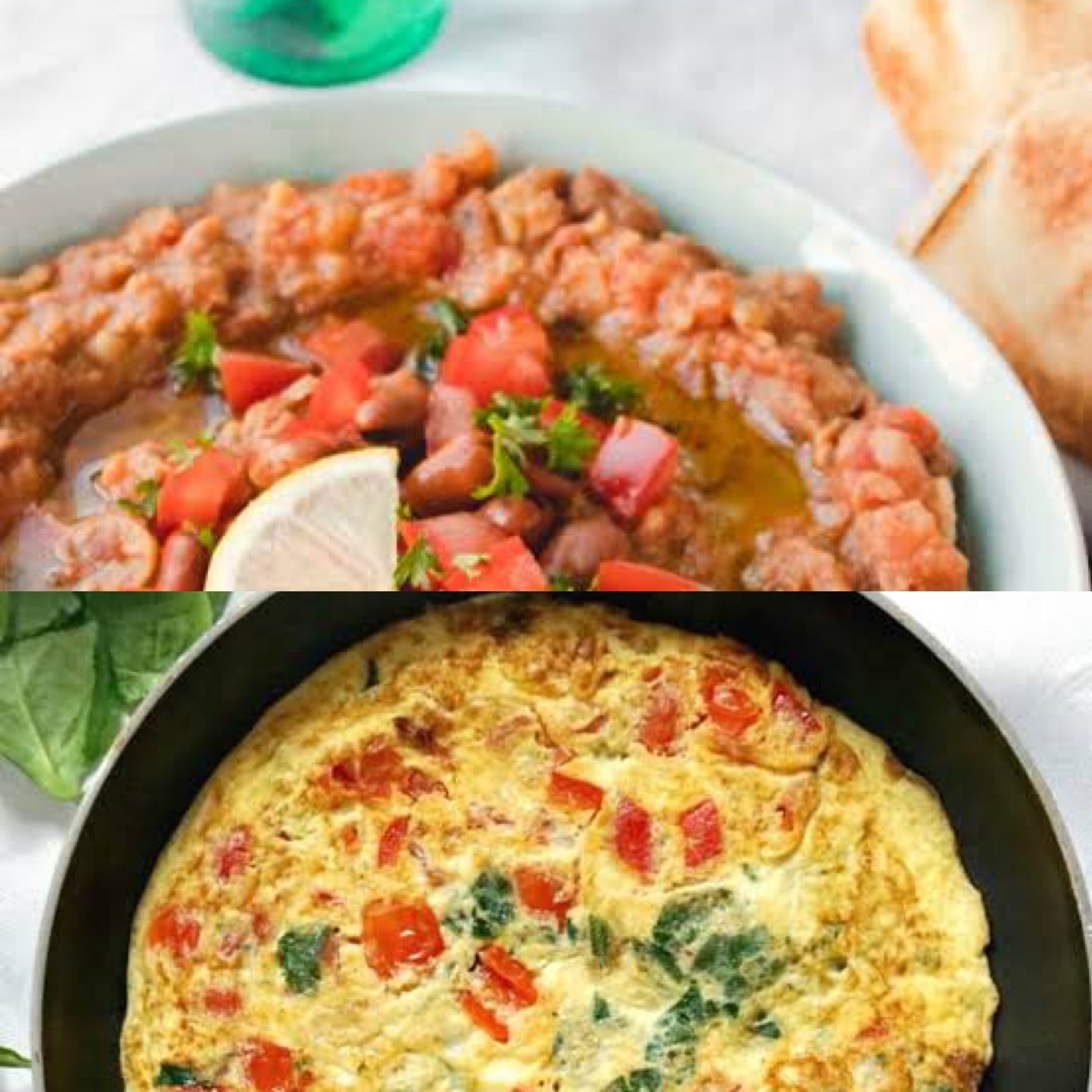 Pitta Bread with Omelet Eggs & Foul